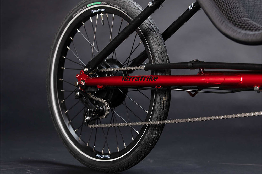 TerraTrike Traveler rear wheel and internally geared Enviolo drive hub