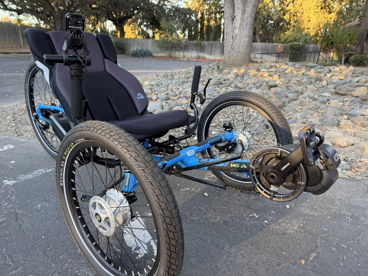 Used ICE Adventure HD RS e-trike, front three-quarter view