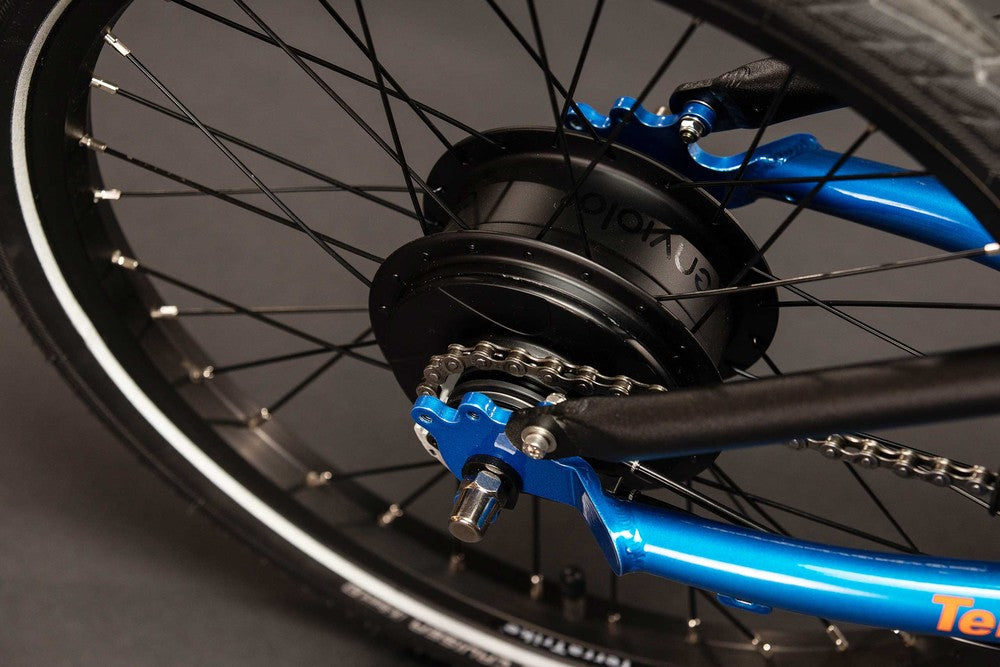 Enviolo City step-less internal hub on the rear wheel of a TerraTrike Rogue e+
