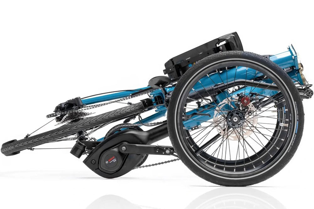 AZUB TRIcon 26 recumbent trike folded down compact for transport and storage