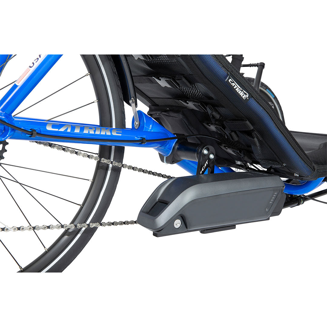 Catrike Expedition eCat drive chain side close up of motor