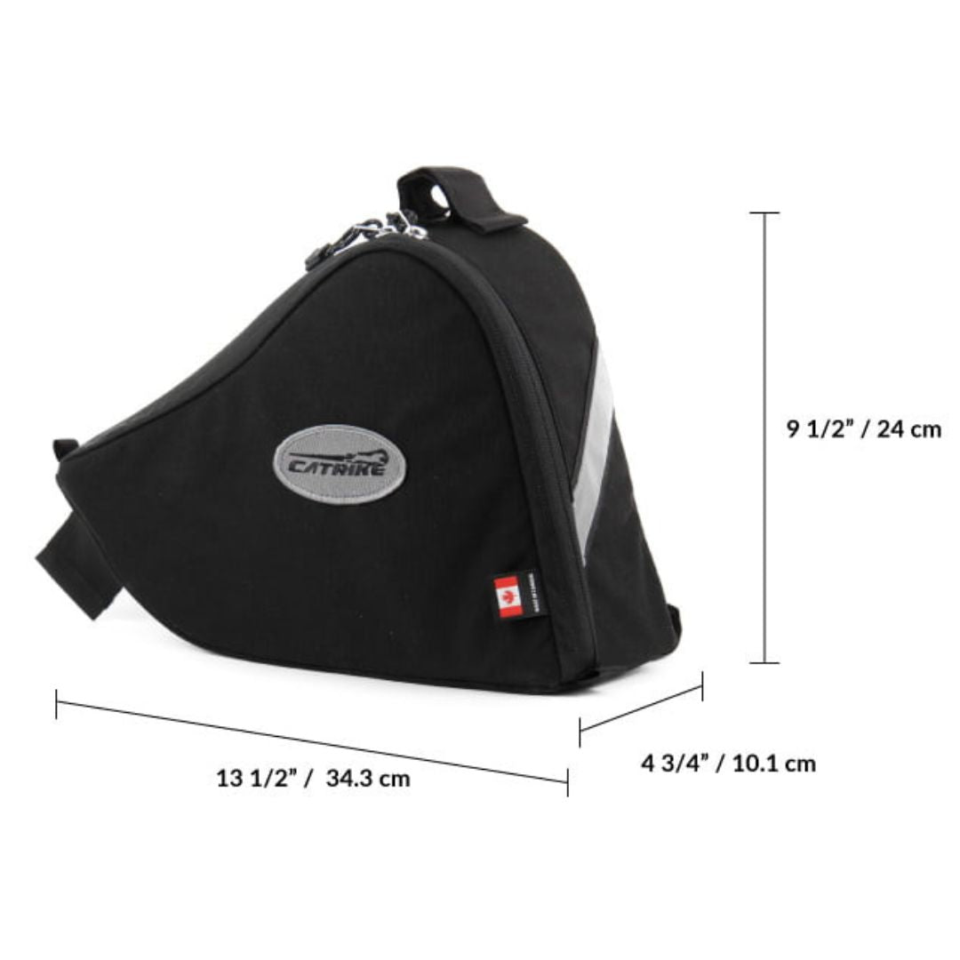 Measurement diagram of Catrike Expedition Arkel Bag for frame of trike