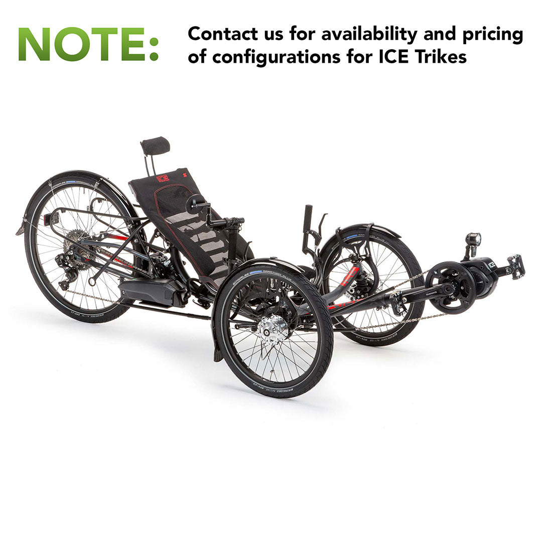 ICE Sprint eAssist drive chain front side view with text above trike