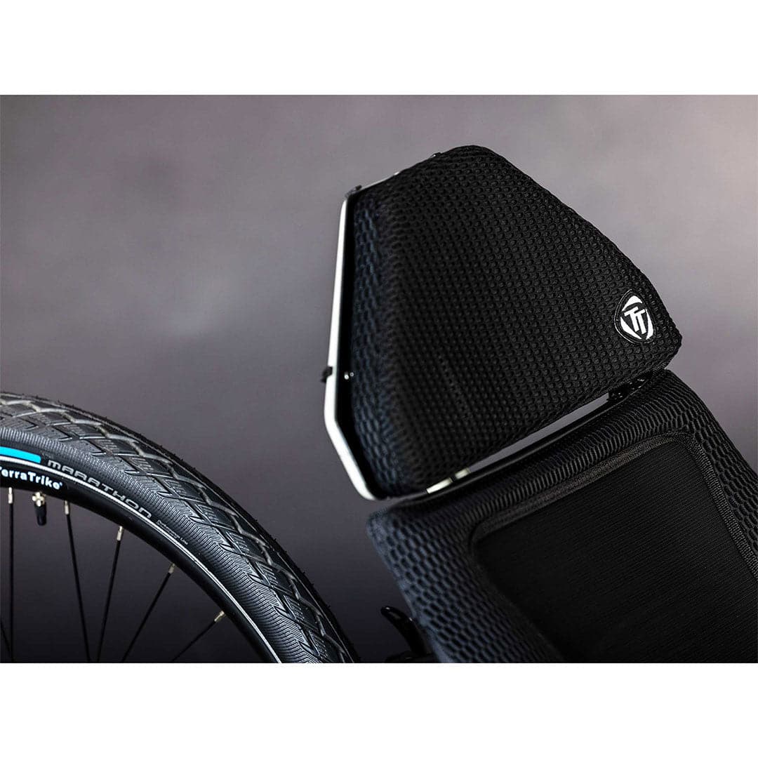 TerraTrike GTS close up of top of seat and headrest and rear Marathon tire