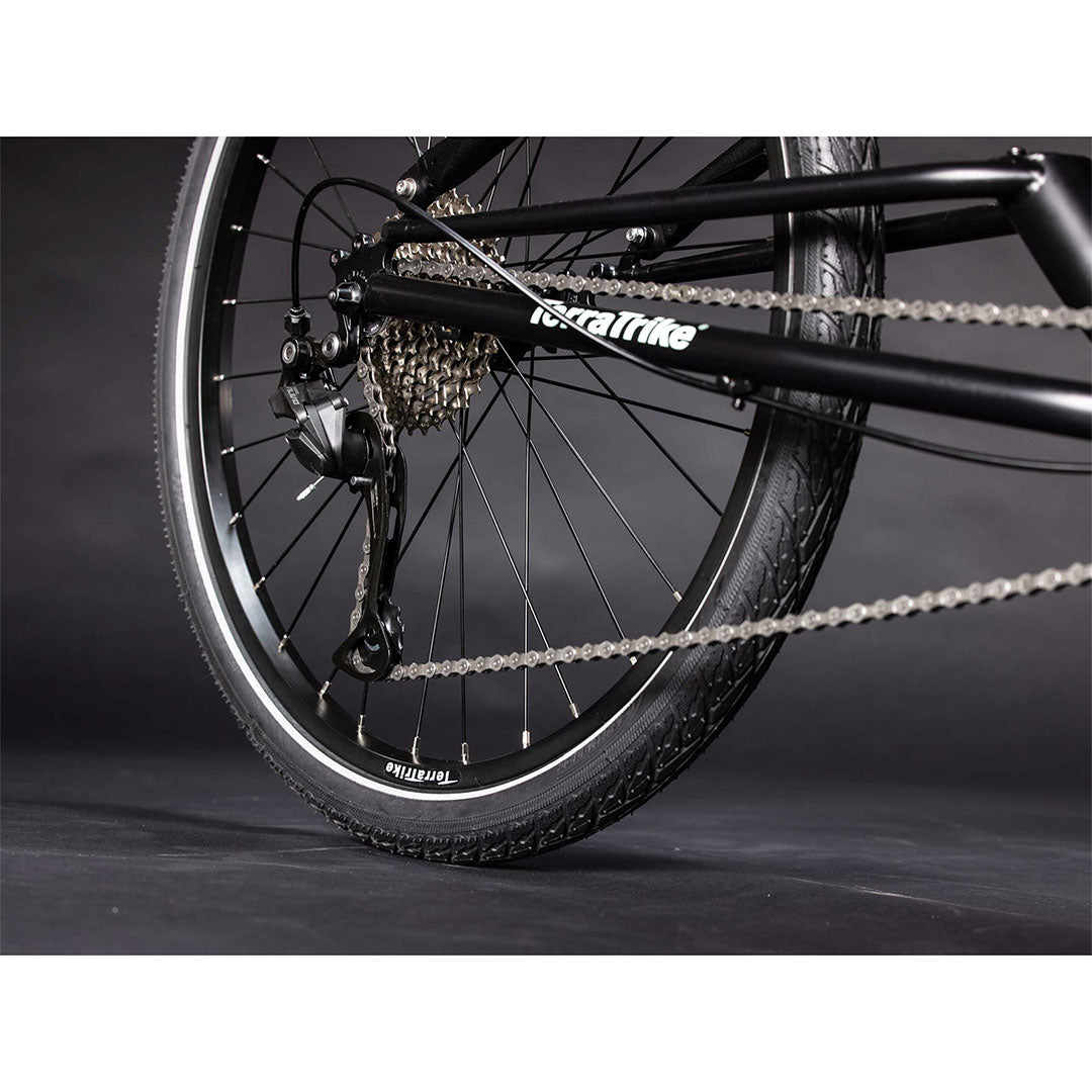 TerraTrike Gran Tourismo drive chain close up of rear wheel