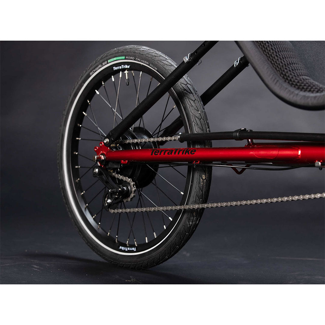 TerraTrike Traveler drive chain side view of rear wheel