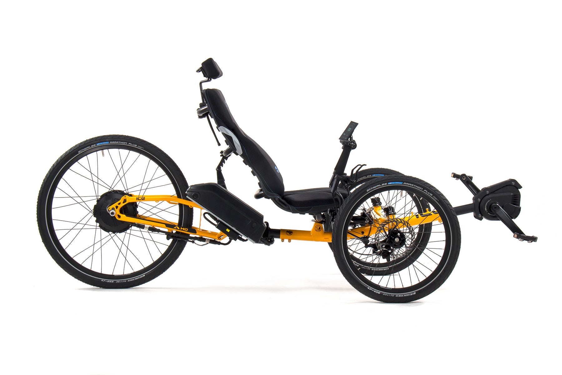 ICE Adventure HD PERS chainless trike, side view, studio photo by ICE