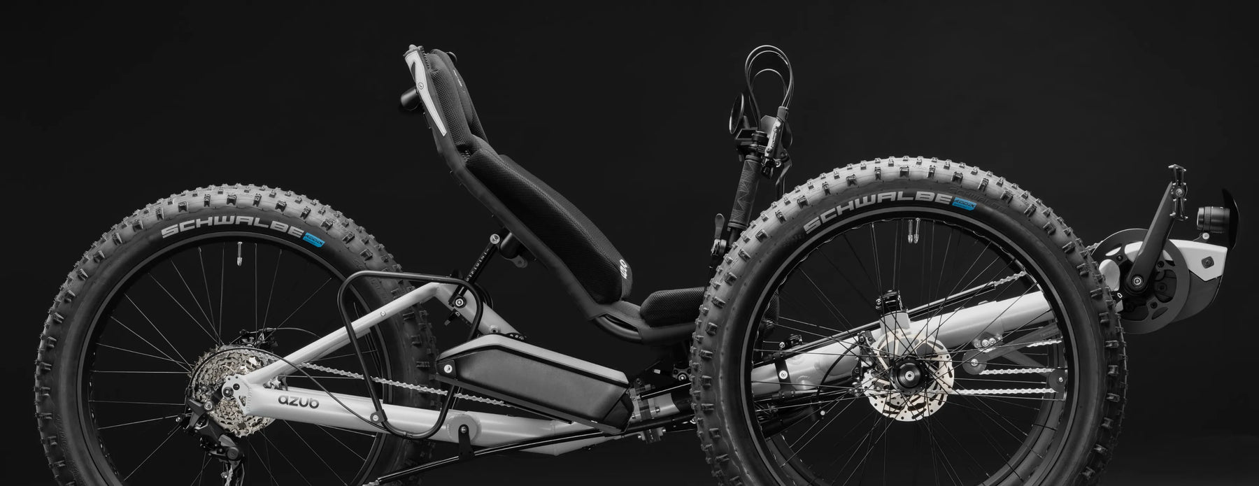 AZUB FAT recumbent trike side profile showing rigid frame and fat tires
