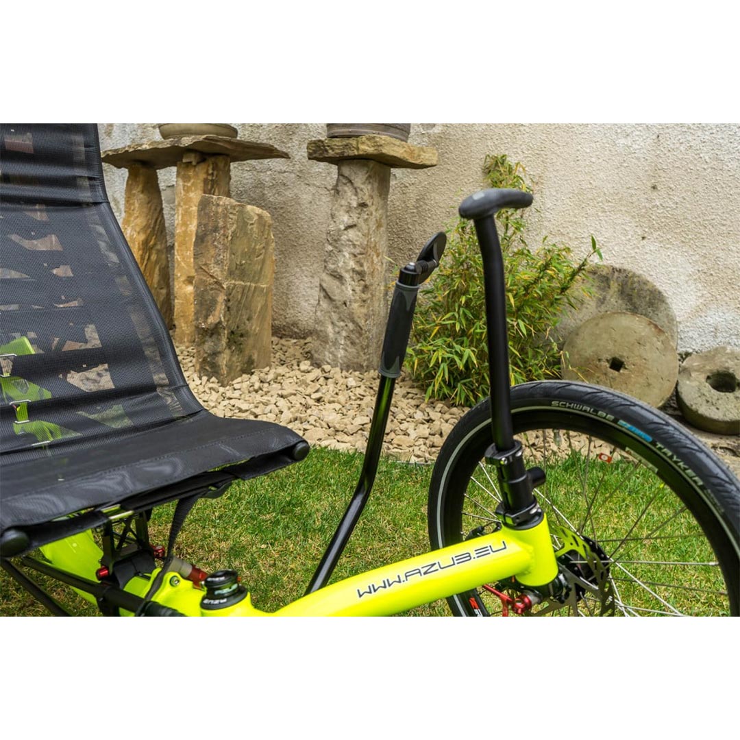 AZUB grab handles assist bars installed on green azub front view close up