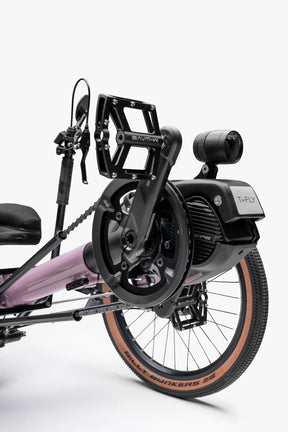 AZUB Ti-FLY 20 rear drivetrain, crank, and mid-drive motor, studio detail view