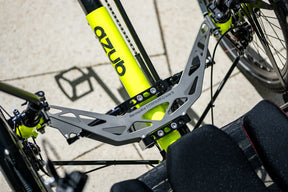 AZUB Ti-FLY 26 aerospace-grade titanium front suspension detail