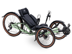 AZUB T-Tris 26 entry-level recumbent trike, front three-quarter studio view