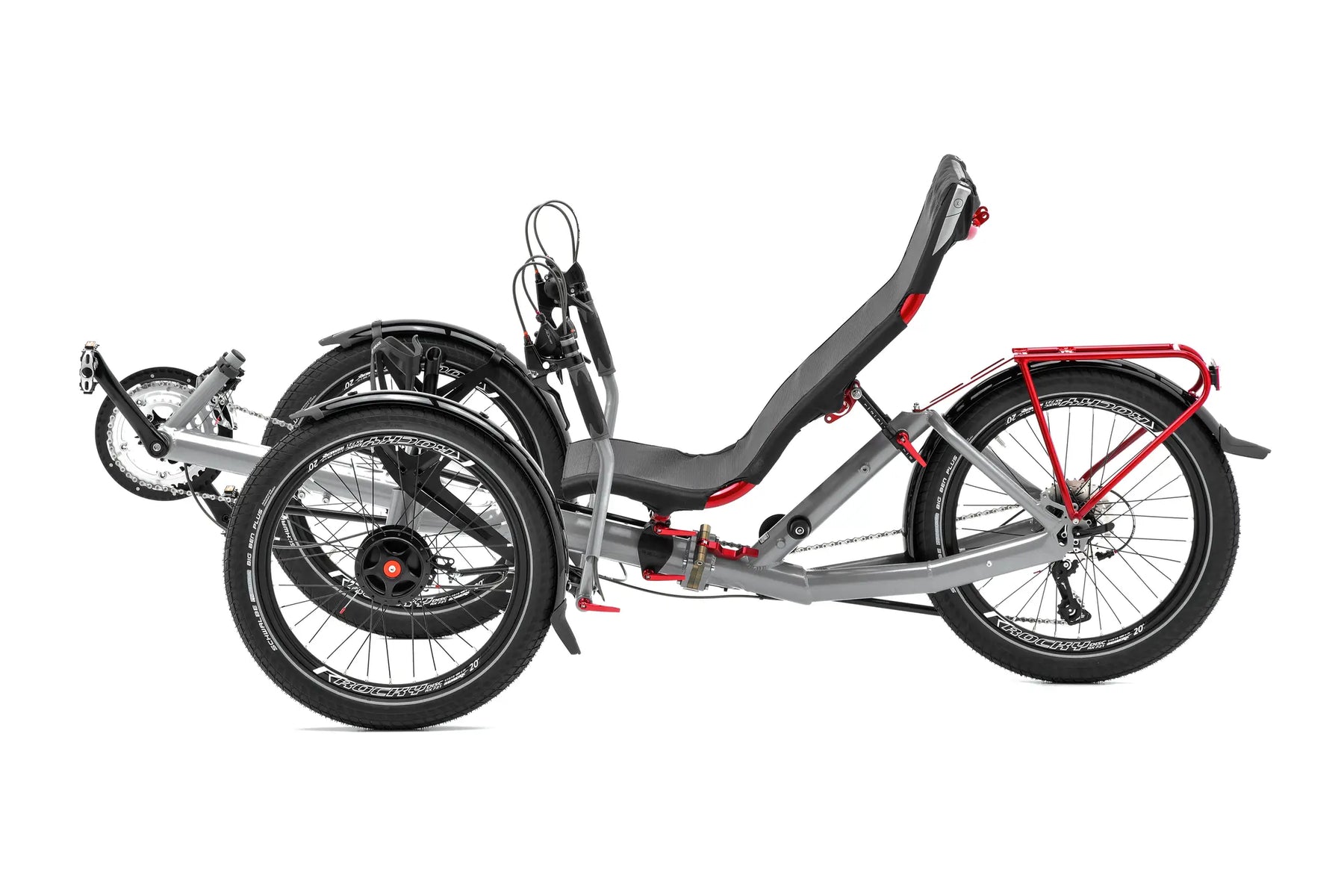 AZUB T-Tris 20 recumbent trike side profile showing low 20-inch wheel stance