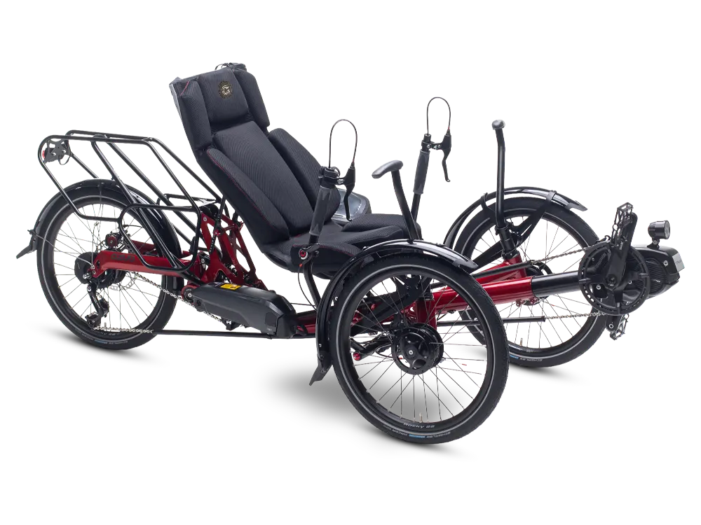 AZUB TRIcon 20 folding recumbent trike, front three-quarter studio view