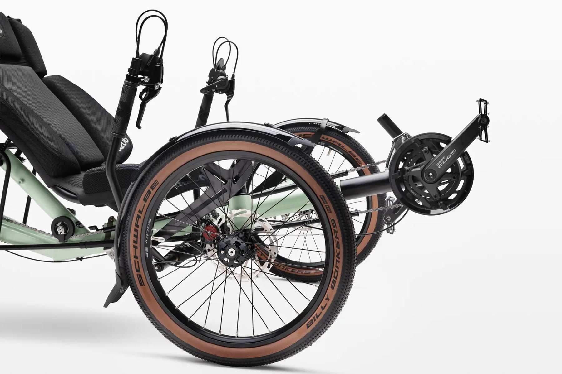 AZUB T-Tris 26 rear drivetrain and crankset, three-quarter view