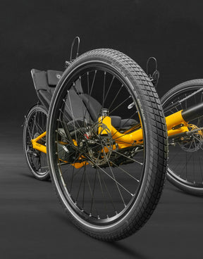 26 inch front wheel of the AZUB T-Tris AR recumbent trike