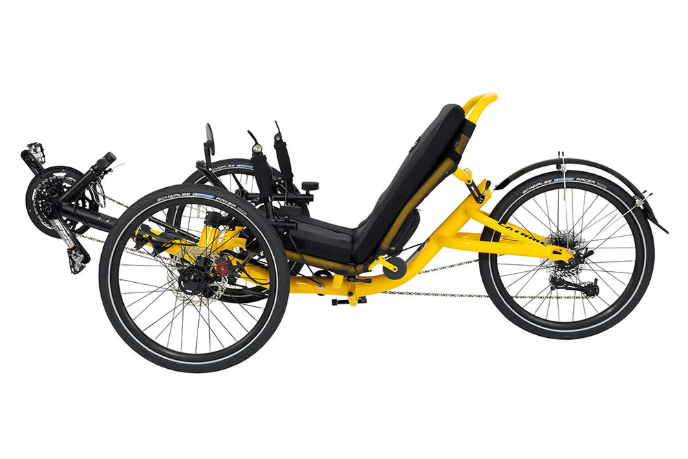 Catrike Trail front view showing the direct steering and stable handling