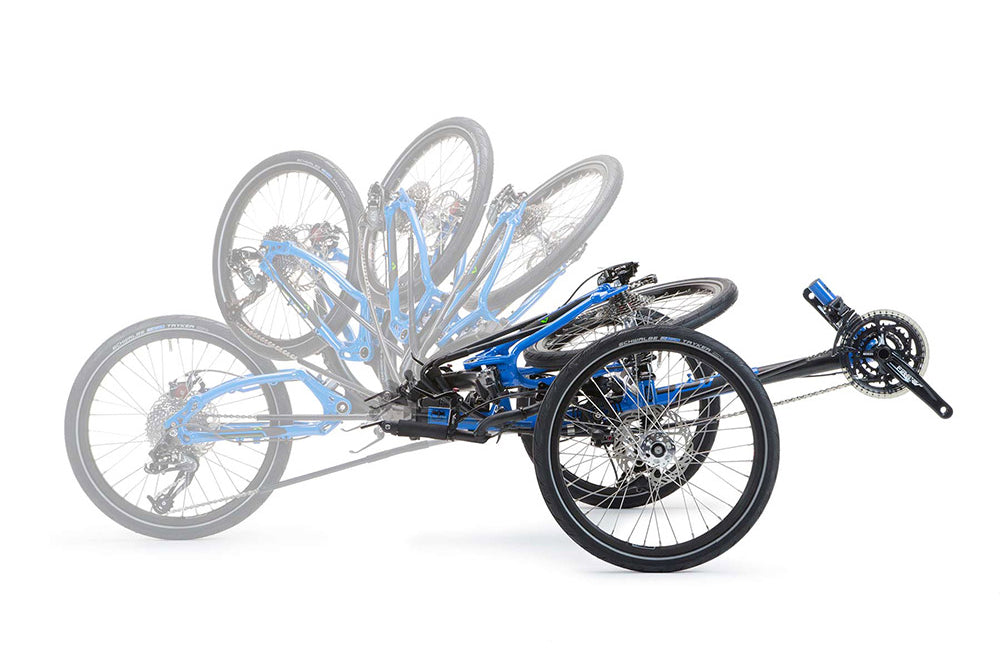 ICE Adventure recumbent trike folding flat with the Compact Flat Twist fold