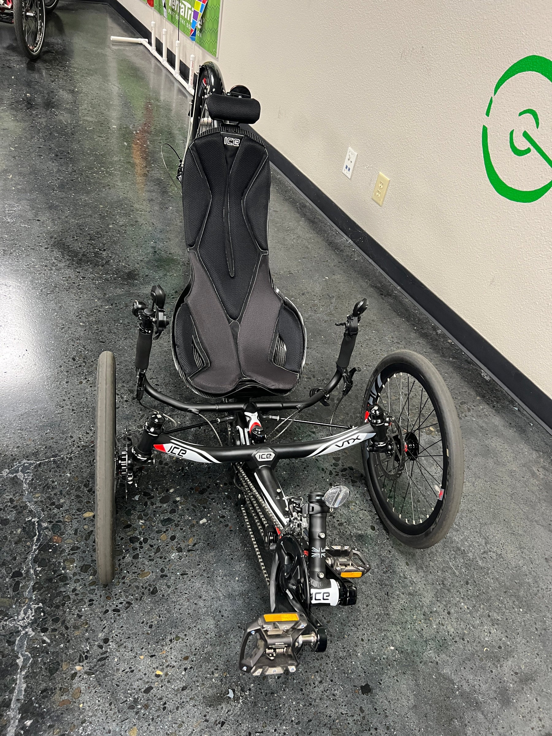 ICE VTX recumbent trike at Laid Back Cycles, rear view
