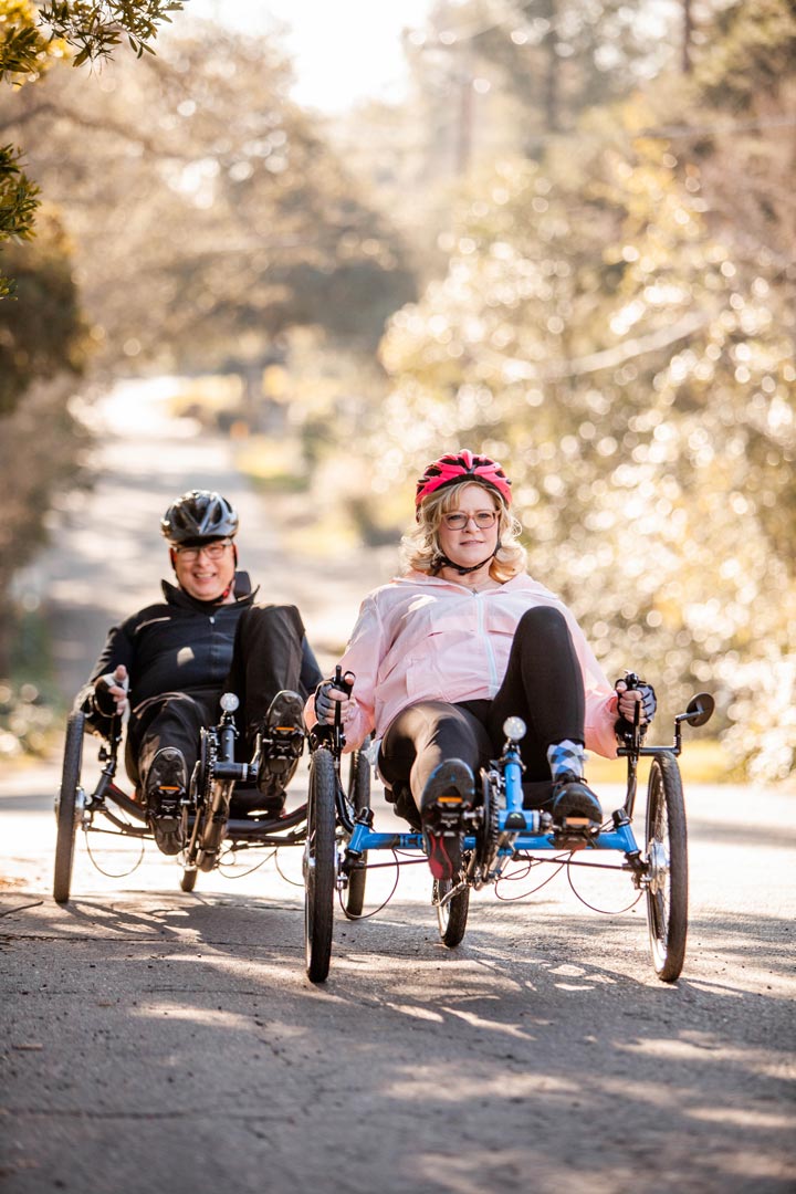 recumbent trikes riding in the street