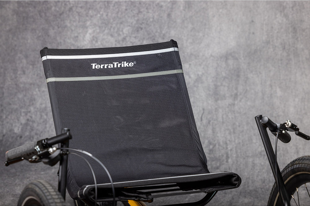 TerraTrike Rambler breathable mesh recumbent seat, adjustable height and recline