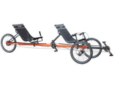 TerraTrike Rover Tandem e+ three-quarter view in Habanero