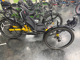 AZUB Ti-FLY X Signal Yellow full-suspension electric trike, side view