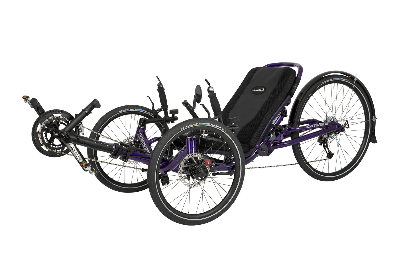 Catrike Dumont full-suspension folding recumbent trike with 26-inch rear wheel