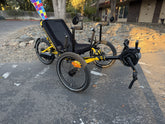 Demo Catrike MAX eCAT in Firefly Yellow, three-quarter view