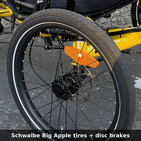 Catrike MAX eCAT front wheel with Schwalbe Big Apple tire and disc brake