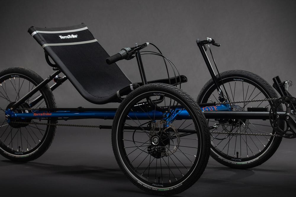 TerraTrike Rogue recumbent trike three-quarter studio view