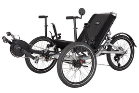 Catrike MAX eCAT three-quarter view in Moon Rock Silver with Bosch Active Line Plus motor