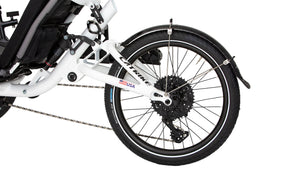 Rear suspension and drivetrain detail on the Catrike All Road eCAT