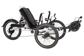 Catrike All Road eCAT three-quarter view in Star White, front pointing right, with Bosch Active Line Plus motor and battery
