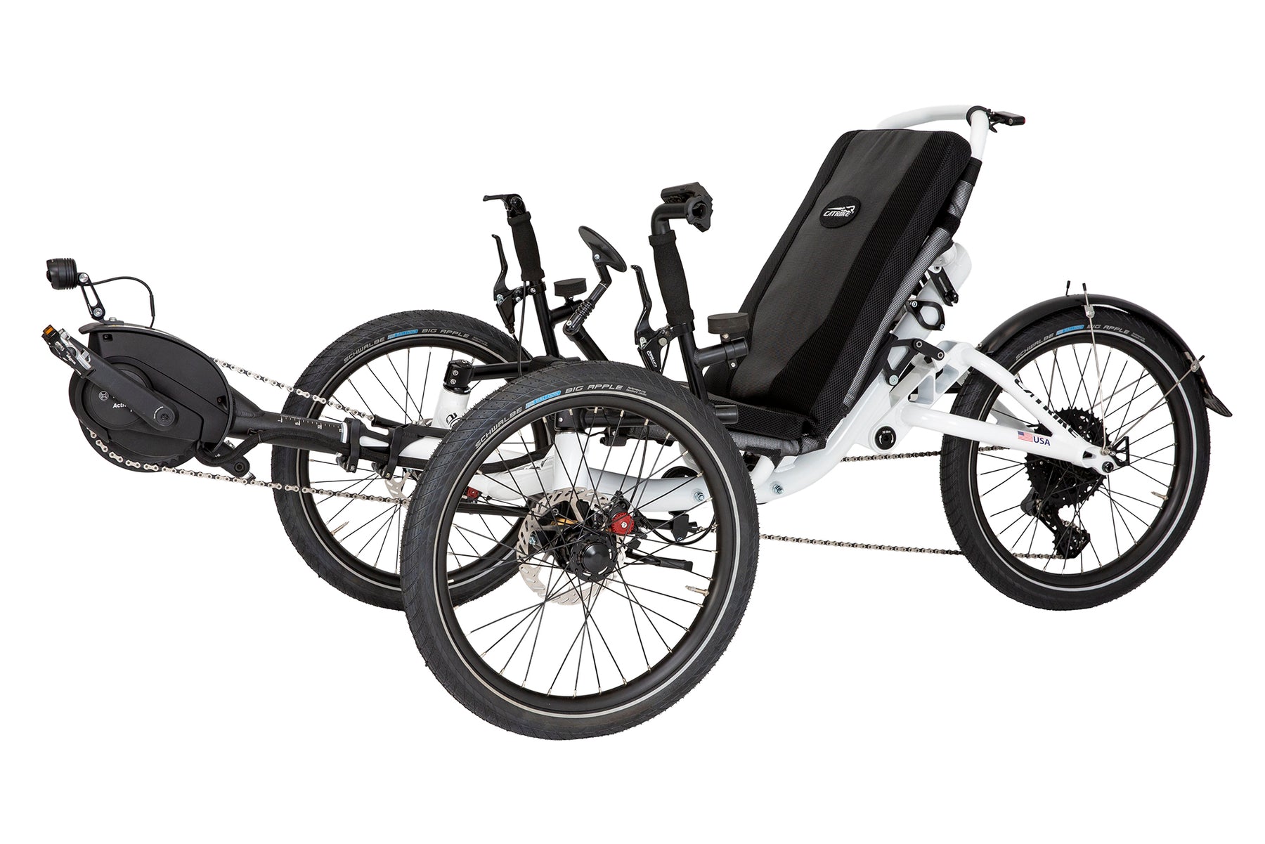 Catrike All Road eCAT three-quarter view in Star White with Bosch Active Line Plus motor