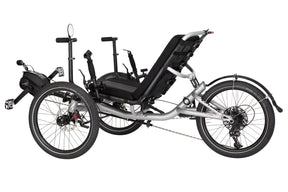 Catrike MAX eCAT side view showing the seat recline and adjustable assist bars