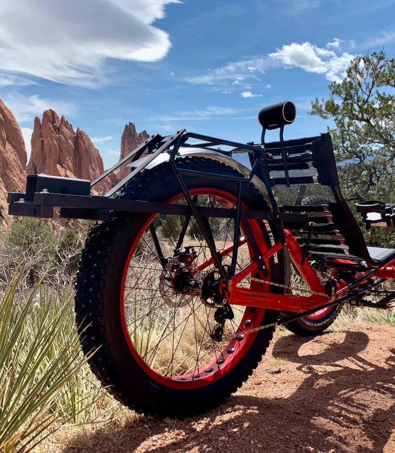 AZUB FAT recumbent trike on a red dirt desert trail