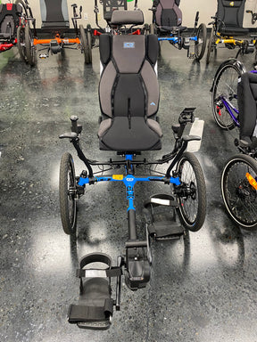 ICE Adventure PERS chainless trike in blue, front view