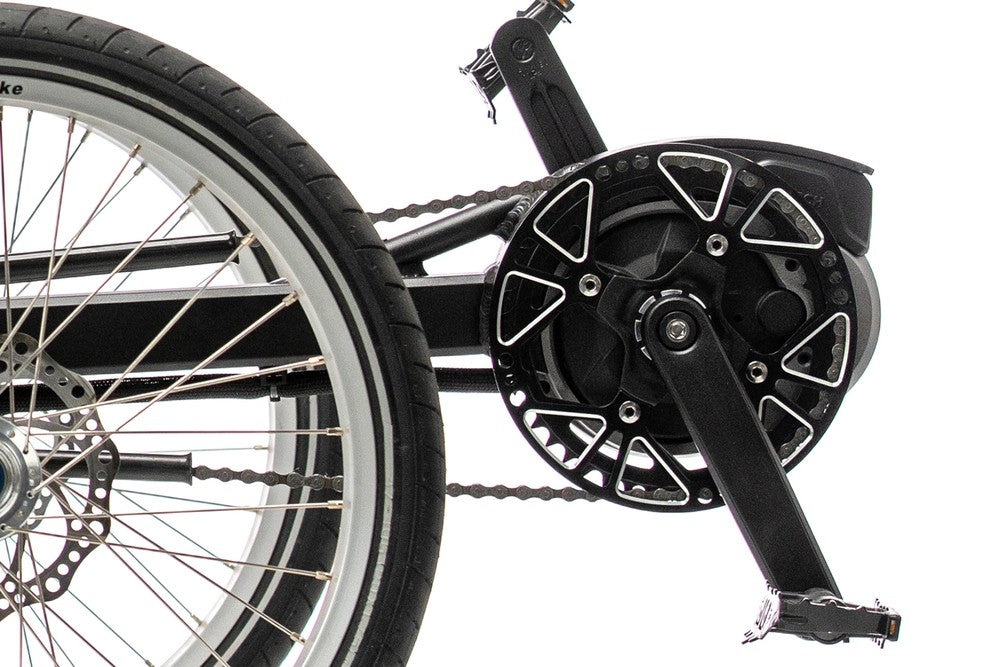 Bosch Performance Line mid-drive motor and crankset on the TerraTrike Rover Tandem e+