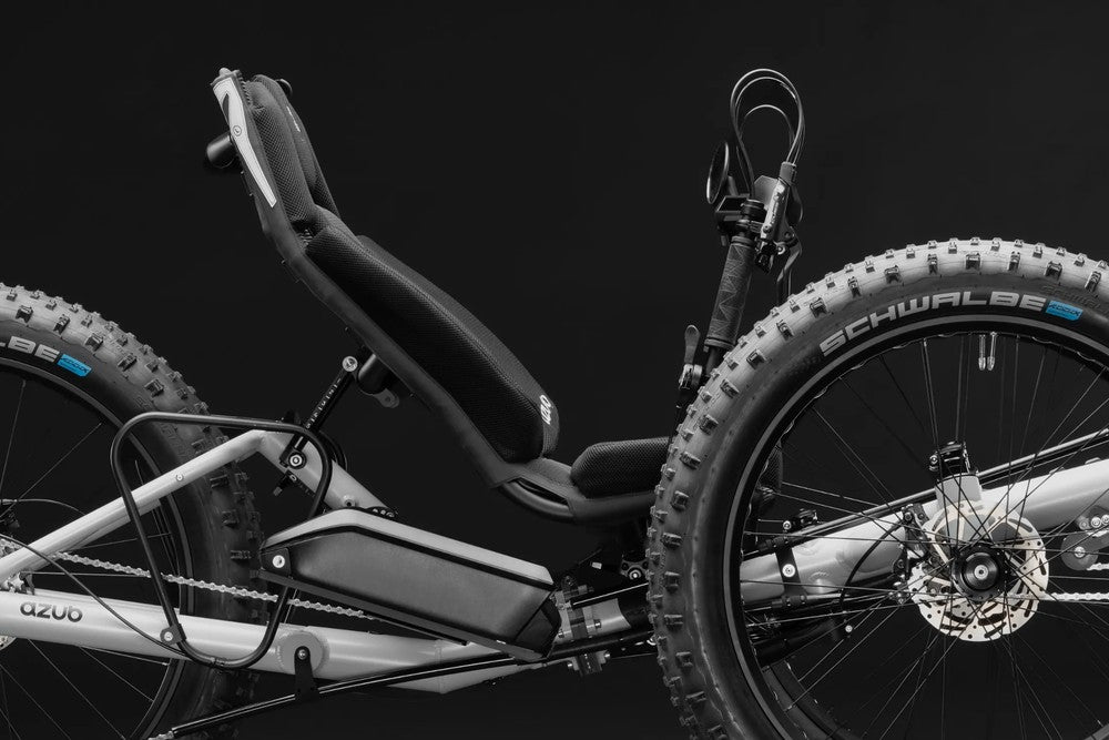 AZUB FAT off-road recumbent trike side profile showing rigid frame and fat tires