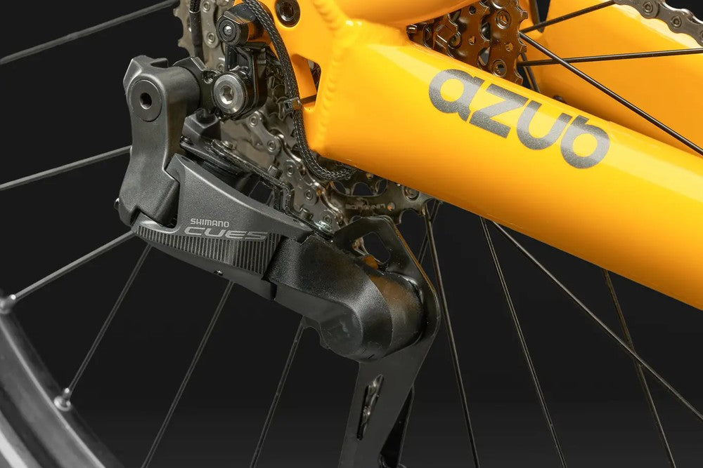 Shimano Cues cassette and rear derailleur on the AZUB T-Tris AR recumbent trike