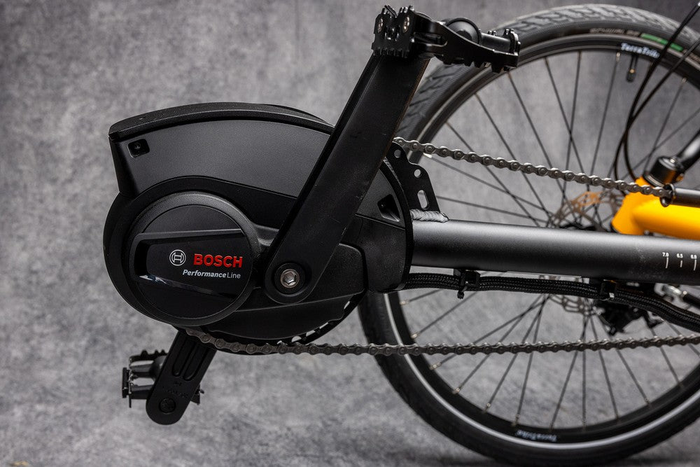 Bosch Performance Line mid-drive motor on the TerraTrike Rebel e+ electric trike