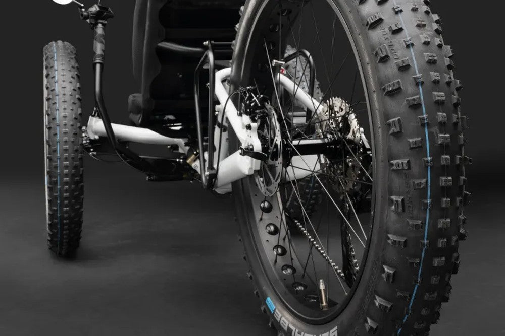 AZUB FAT 4-inch Schwalbe Jumbo Jim fat tires with aggressive off-road tread