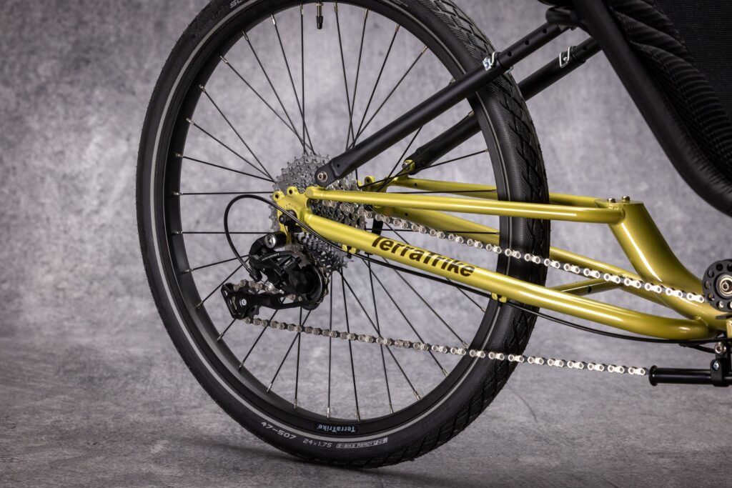 TerraTrike E.V.O. rear cassette, derailleur and chain on the 24-inch rear wheel