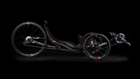 ICE VTX recumbent trike in matte black, side view