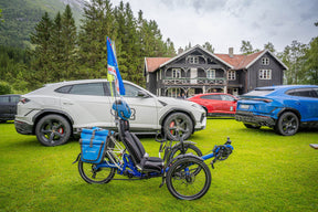AZUB Ti-FLY 20 touring trike parked on a lawn in Norway
