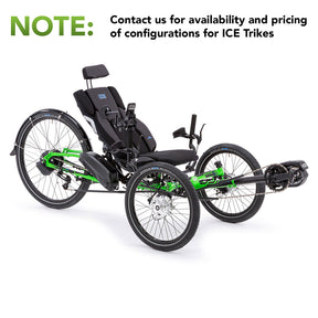 ICE Adventure eAssist drive chain front side view with text above trike