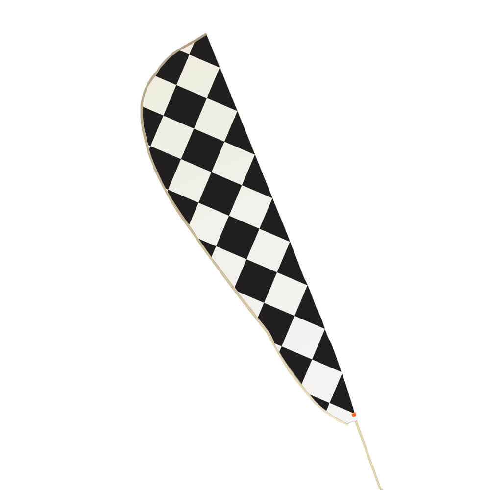 TerraTrike Teardrop black and white checkered flag on a white background