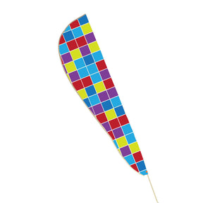 TerraTrike Teardrop multi colored squares flag on a white background