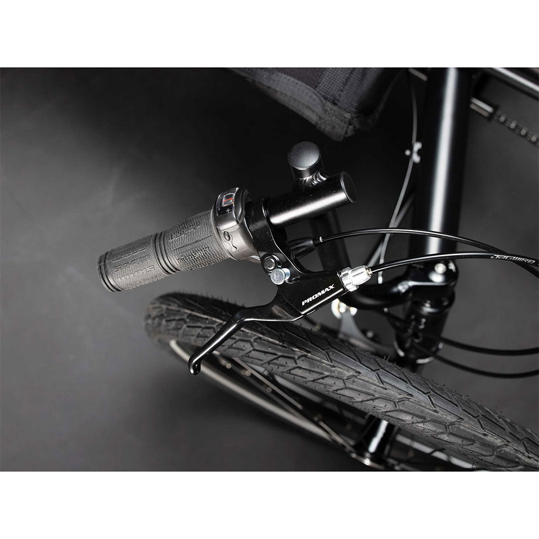 TerraTrike Gran Tourismo drive chain side top down view of right side handlebar and brake